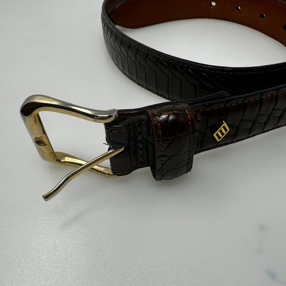 Joseph Abboud Brown Embossed Leather Belt Made in Italy Size 34 - Picture 3 of 10